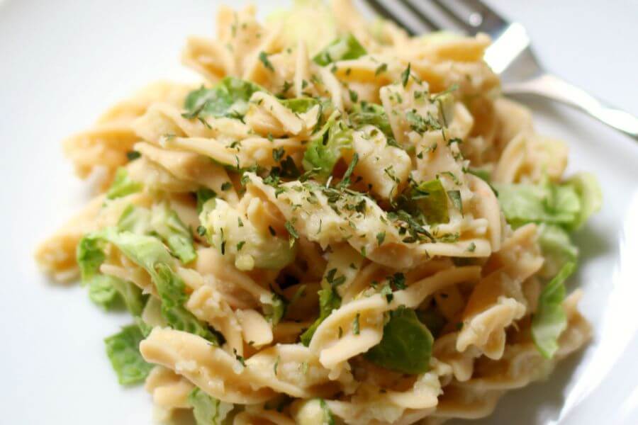 Fusilli pasta with Brussel sprouts