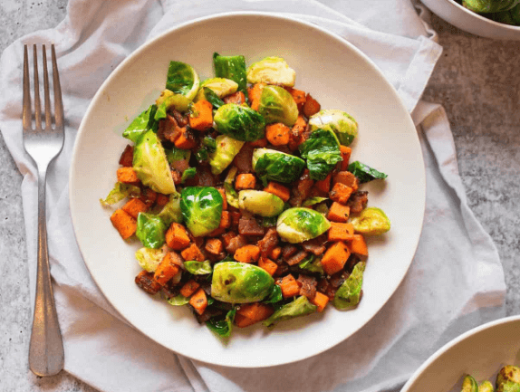 Sweet potato Brussel sprouts breakfast
